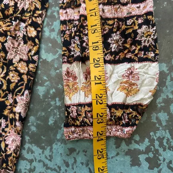 Billabong Gypset Boho Fall Brown, Pink Orange Black Floral Dress/Coverup, Size M - Picture 13 of 14